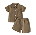 Brown Muslin Button-Up Set - Boys