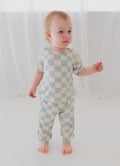 Blue Checkered Bamboo Set Boys Girls
