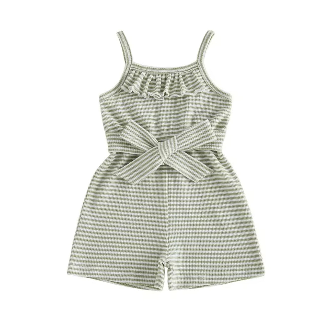 Sage Striped Romper - Girls