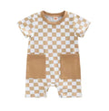 Checkered Pocket Romper- Girls Boys