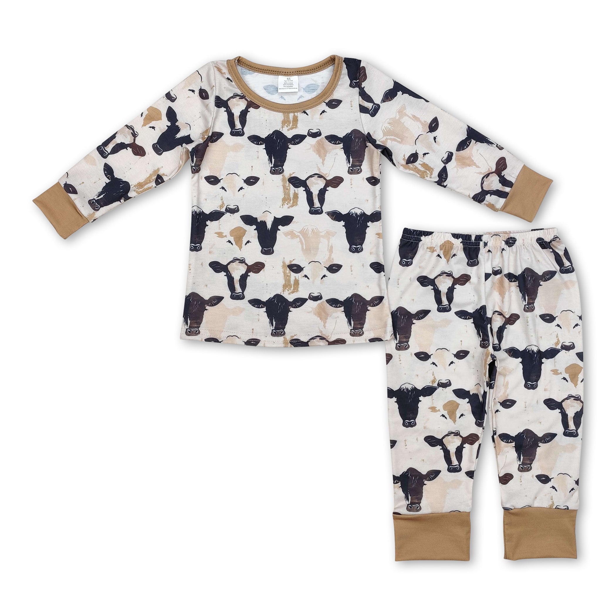 Long sleeves cows kids boys pajamas Boys Girls