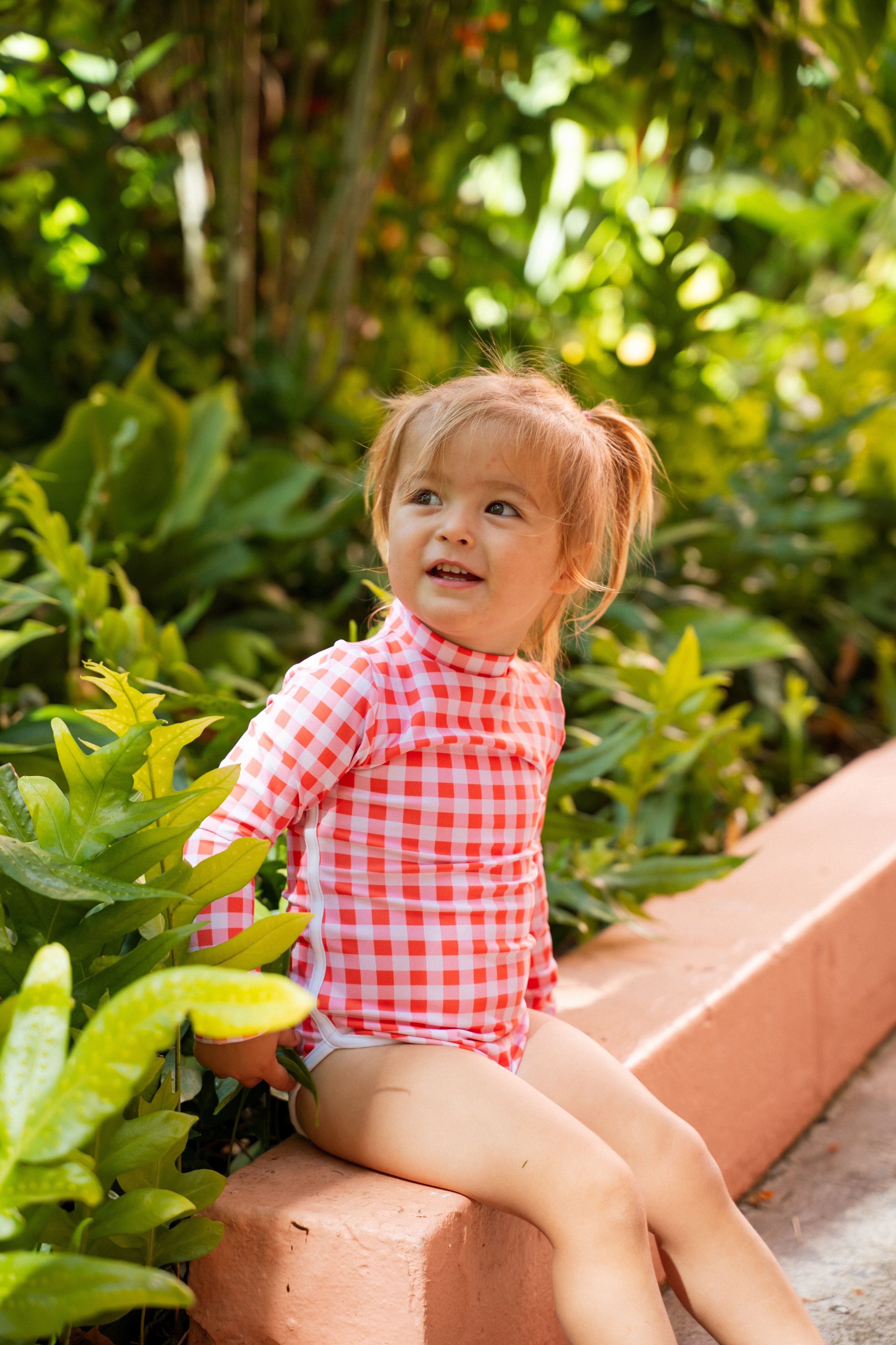 Lola One Piece Kids Swimsuit - Guava Gingham Girls
