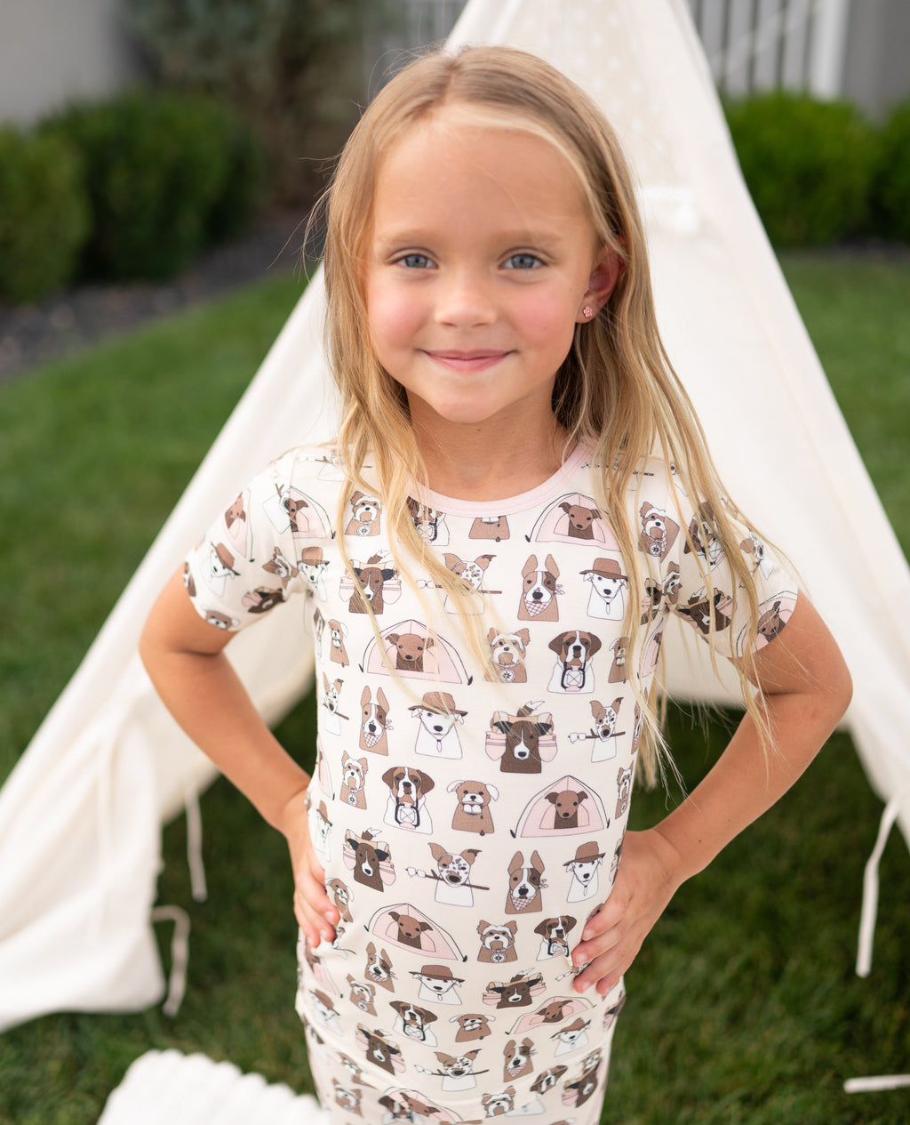 Camp Paws (Short Sleeve PJ) - Pink - Girls
