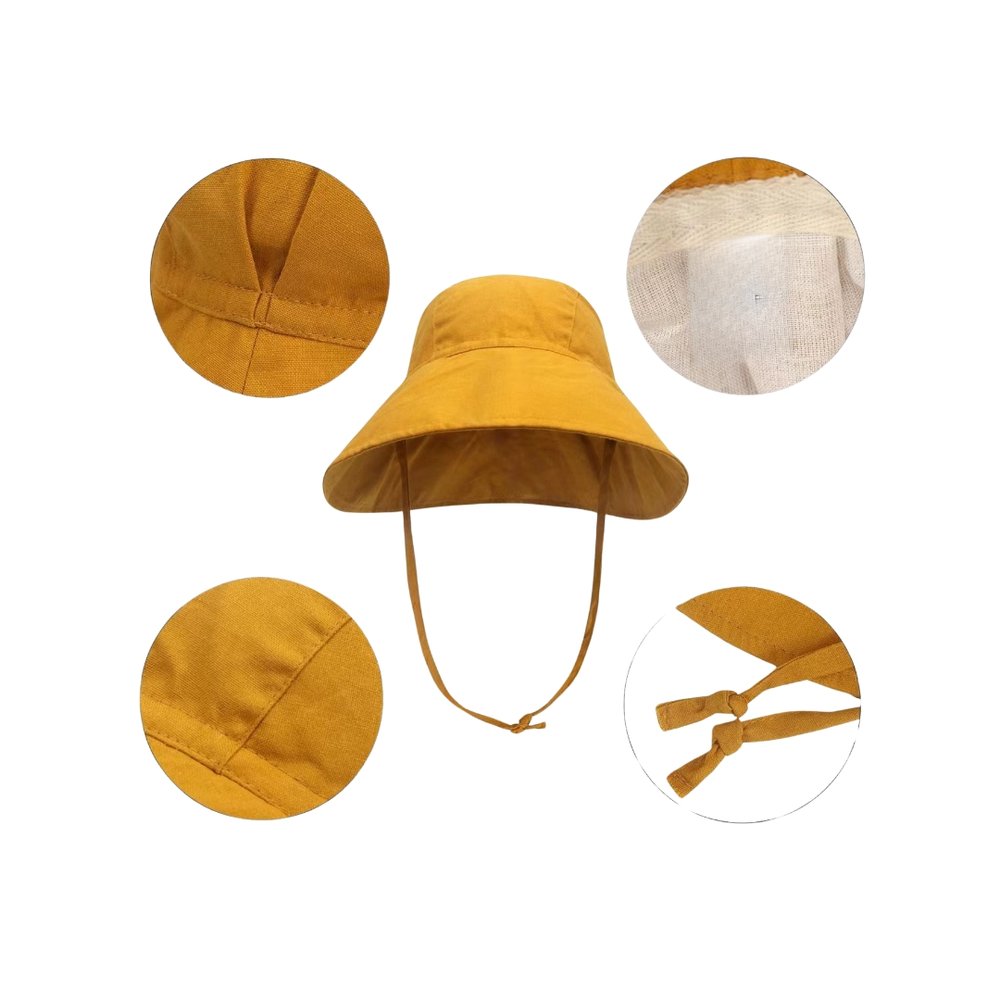 Wide Brim Kids Linen Sun Hat – Breathable UV Protection Toddler Bucket Hat - Baileys Boys Girls