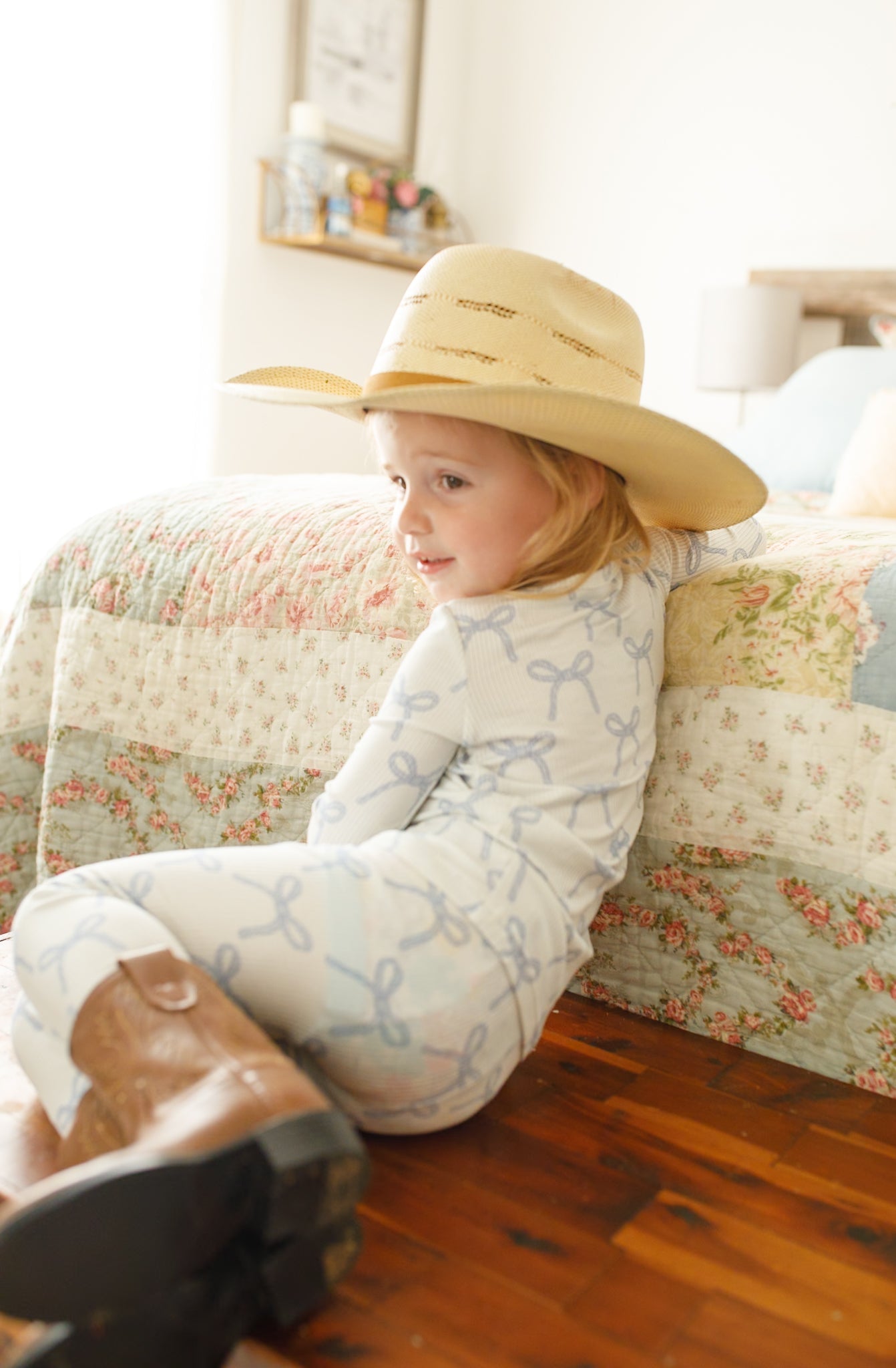 Blue Belle 2pc Ribbed Bamboo Pajamas Girls