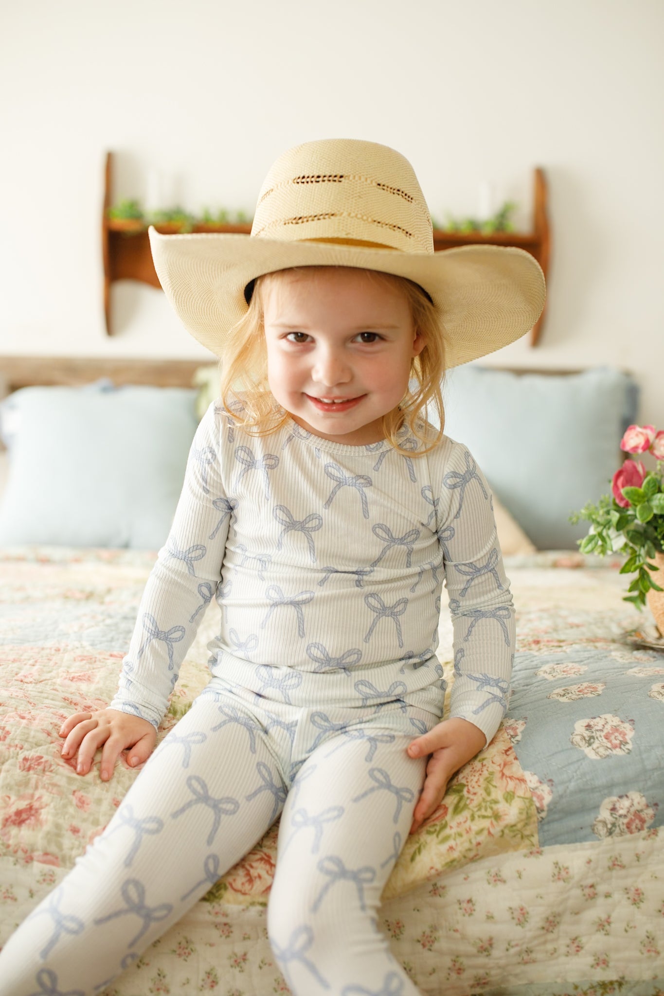 Blue Belle 2pc Ribbed Bamboo Pajamas Girls