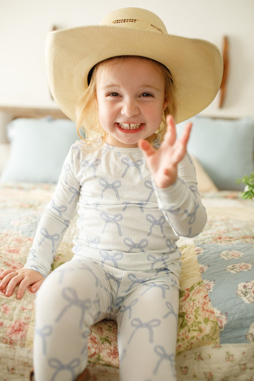Blue Belle 2pc Ribbed Bamboo Pajamas Girls