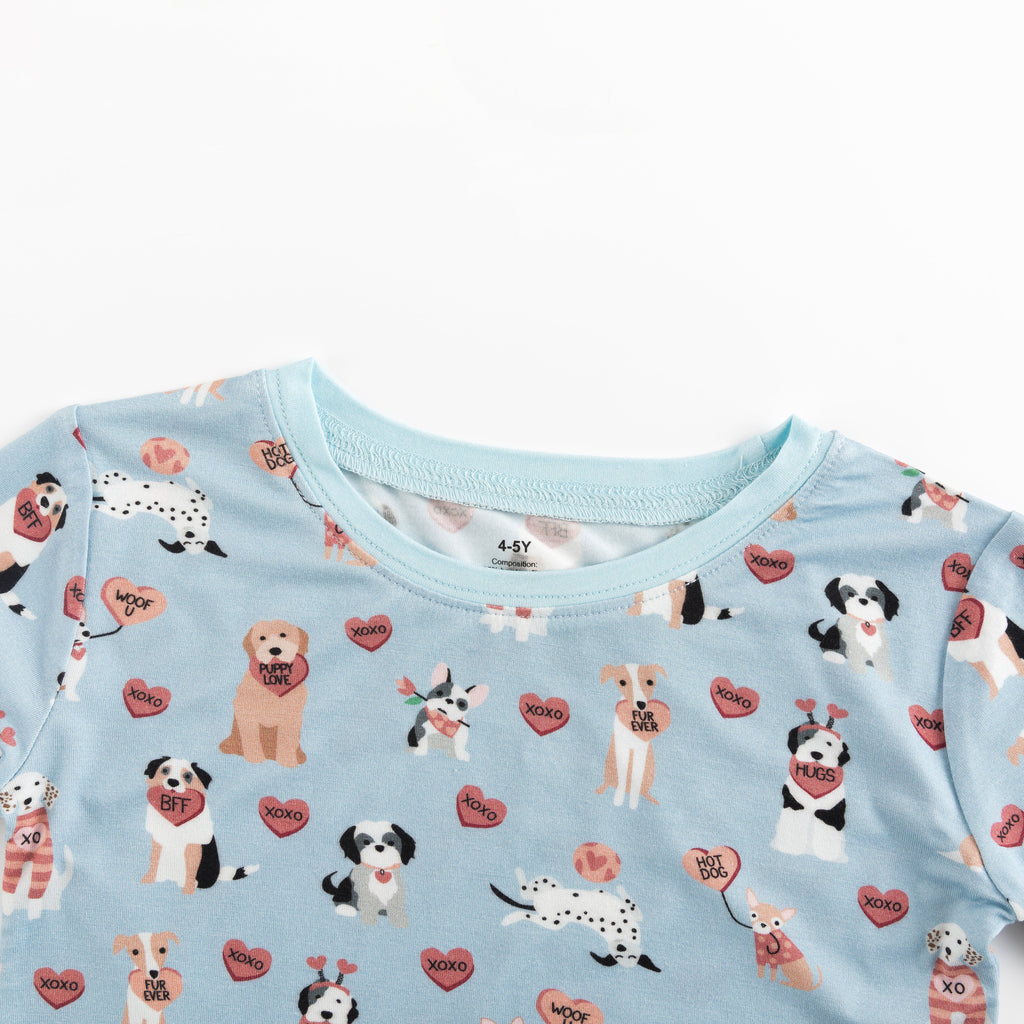 Pups & Kisses (Long Sleeve PJ) - Blue Boys Girls