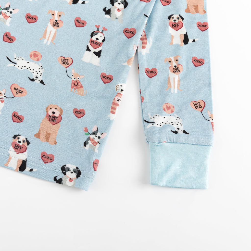 Pups & Kisses (Long Sleeve PJ) - Blue Boys Girls