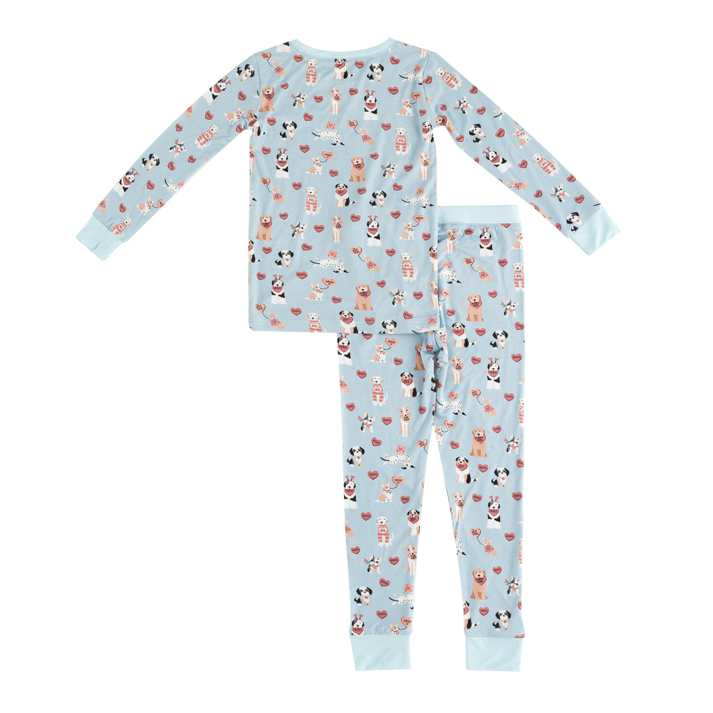 Pups & Kisses (Long Sleeve PJ) - Blue Boys Girls