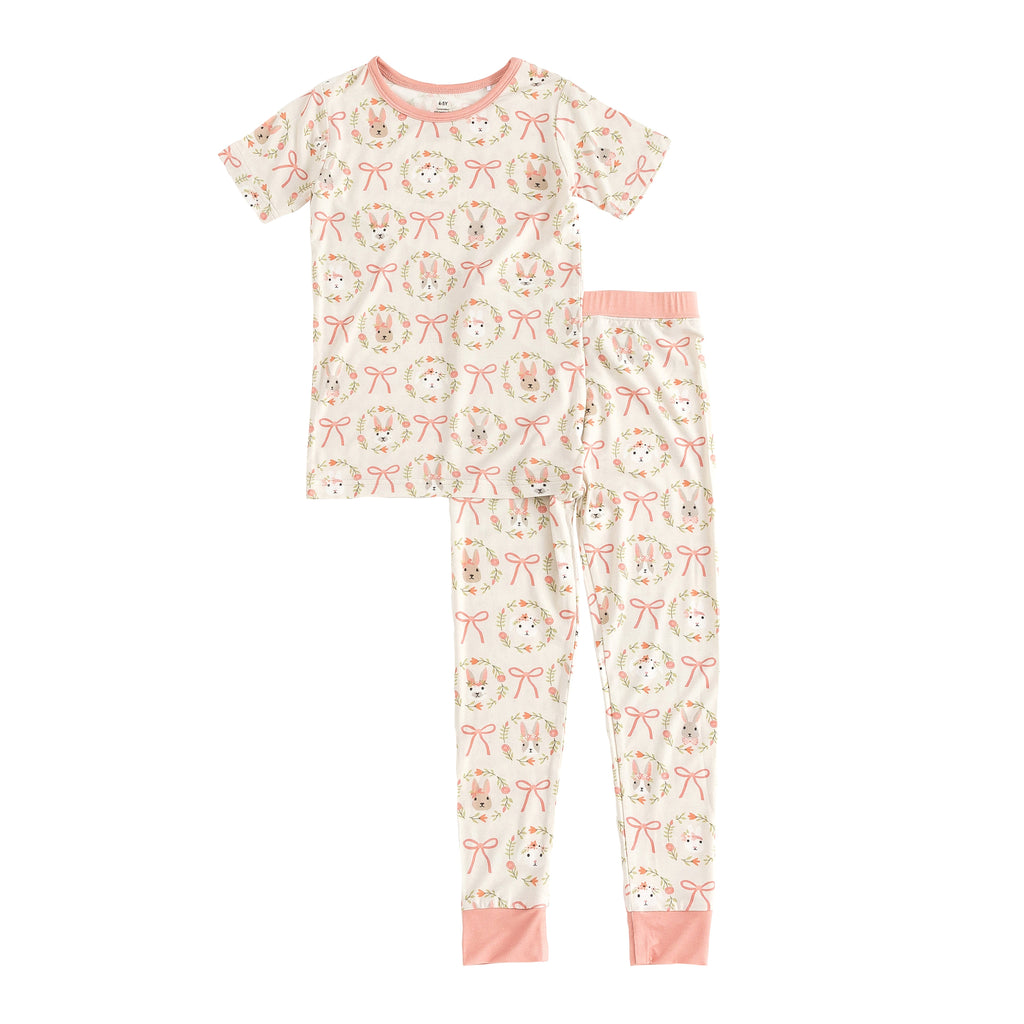 Bows & Bunnies (Short Sleeve PJ) - Pink - Girls