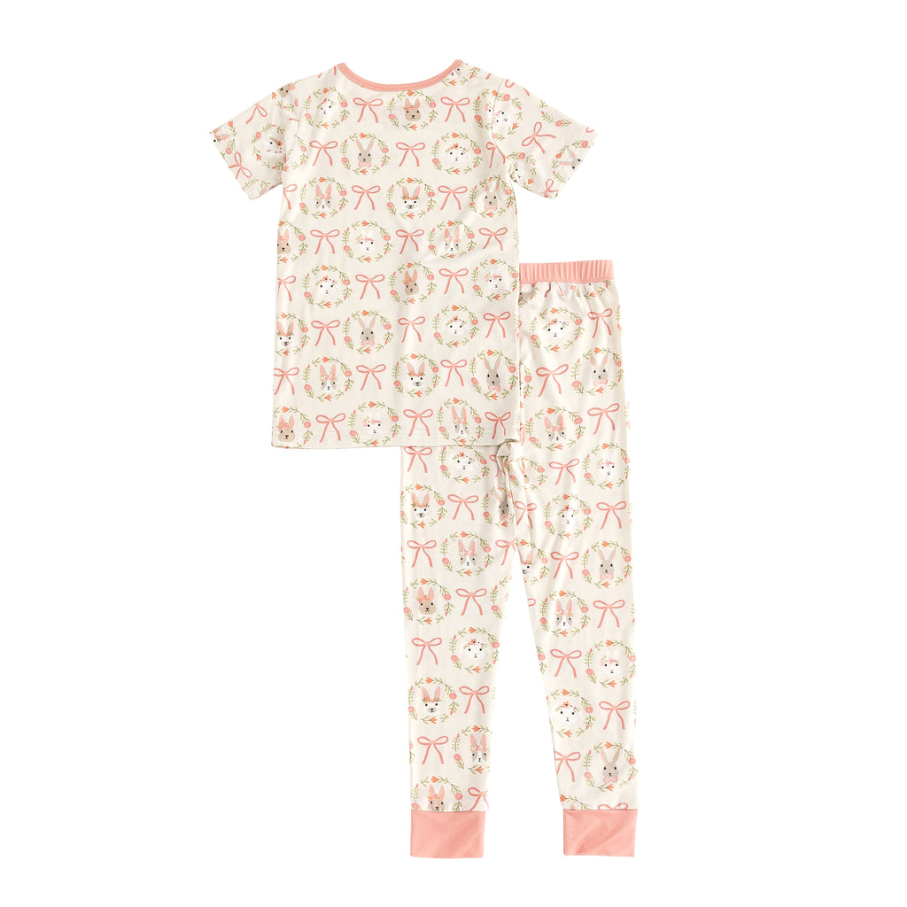 Bows & Bunnies (Short Sleeve PJ) - Pink - Girls