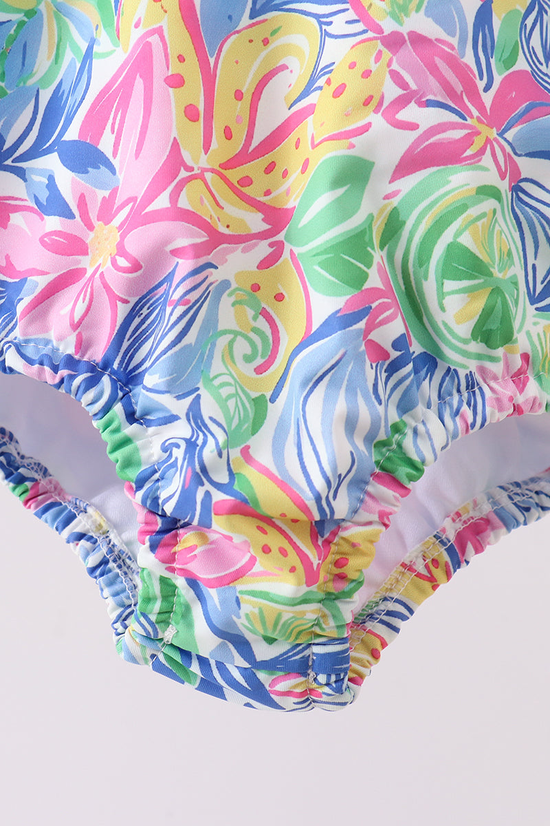 Tropical floral print swimsuit Girls