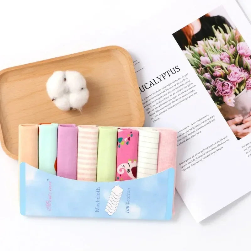 5- or 8-Pack Cotton Newborn Baby Towels Set - Burp Cloths and Nursing Washcloths for Boys and Girls