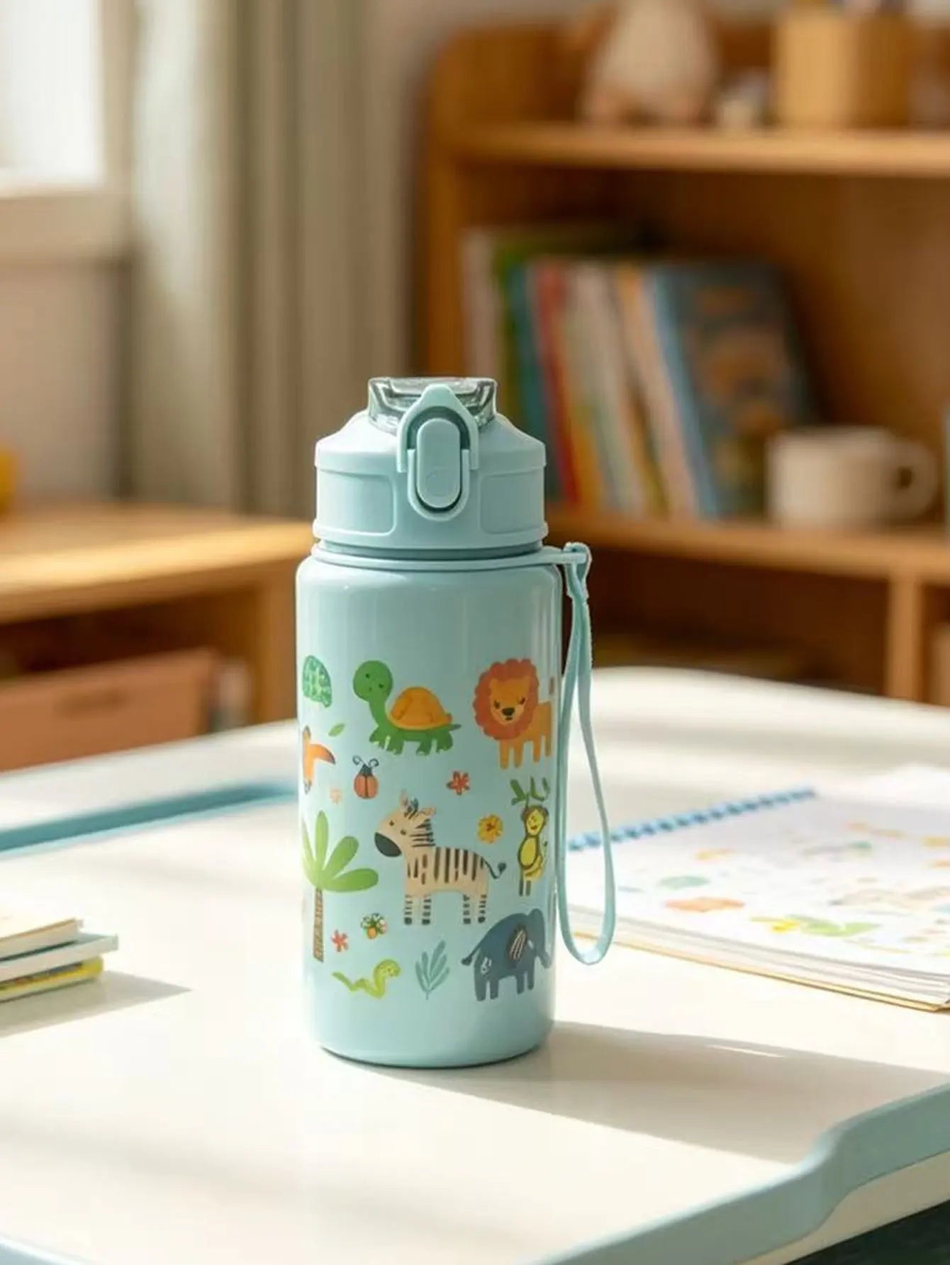Cartoon Straw Cup 500ml | BPA Free Portable Water Bottle
