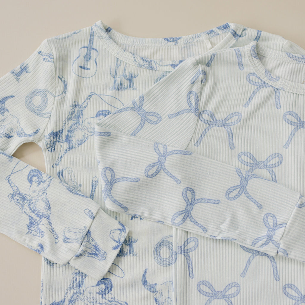 Blue Belle 2pc Ribbed Bamboo Pajamas Girls