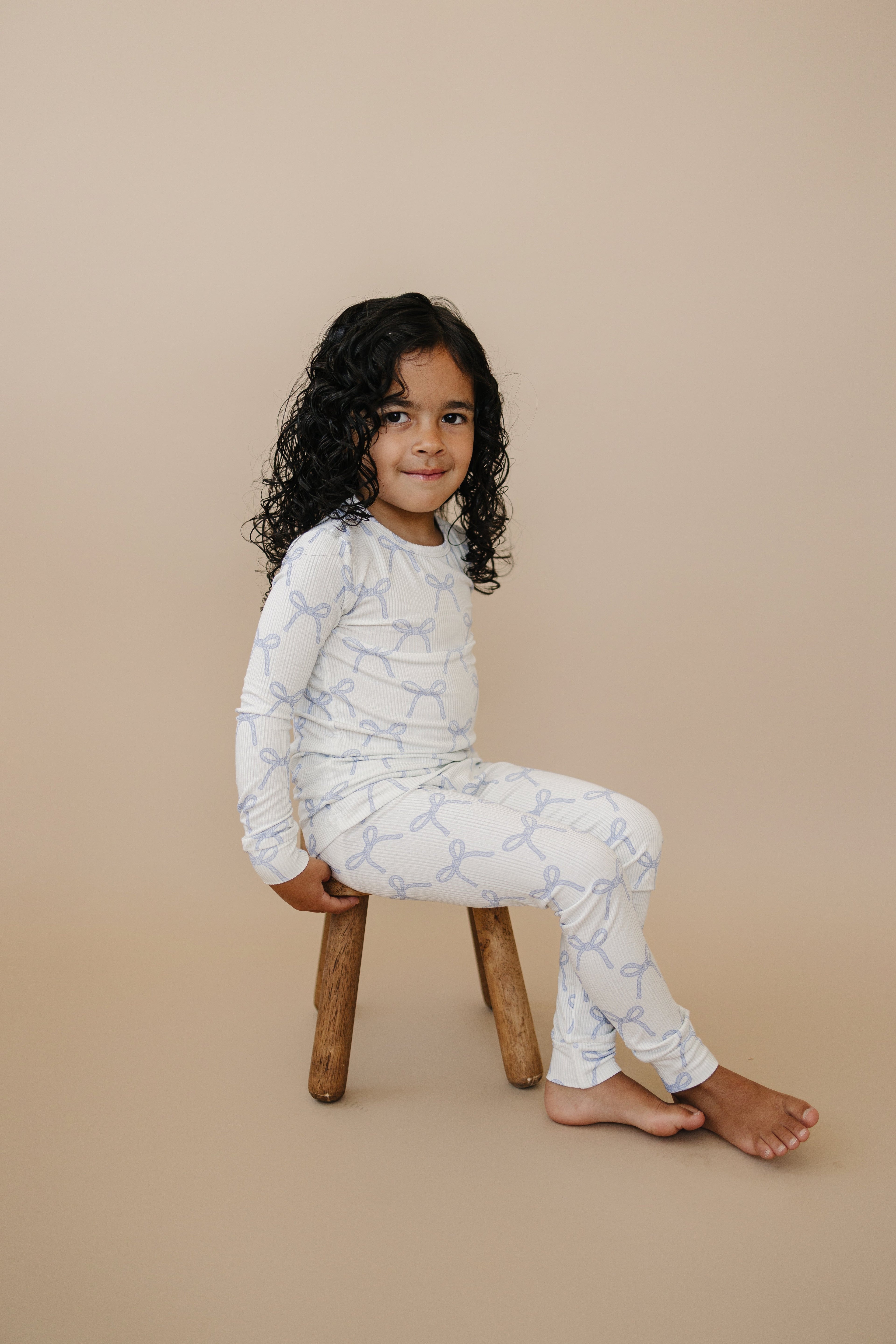 Blue Belle 2pc Ribbed Bamboo Pajamas Girls