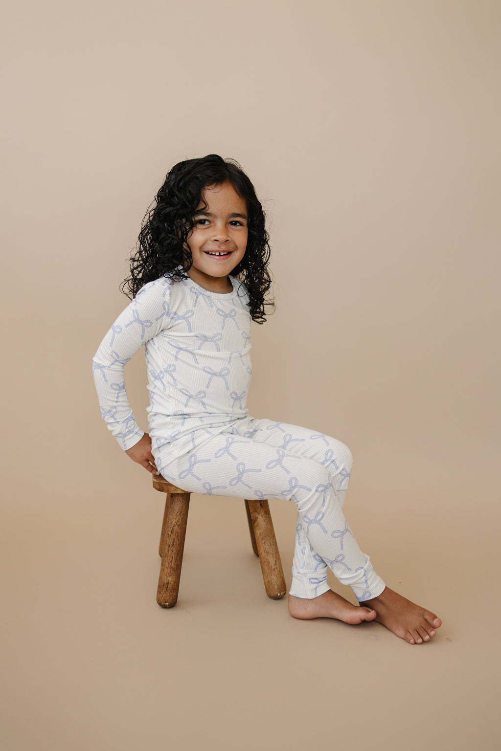 Blue Belle 2pc Ribbed Bamboo Pajamas Girls