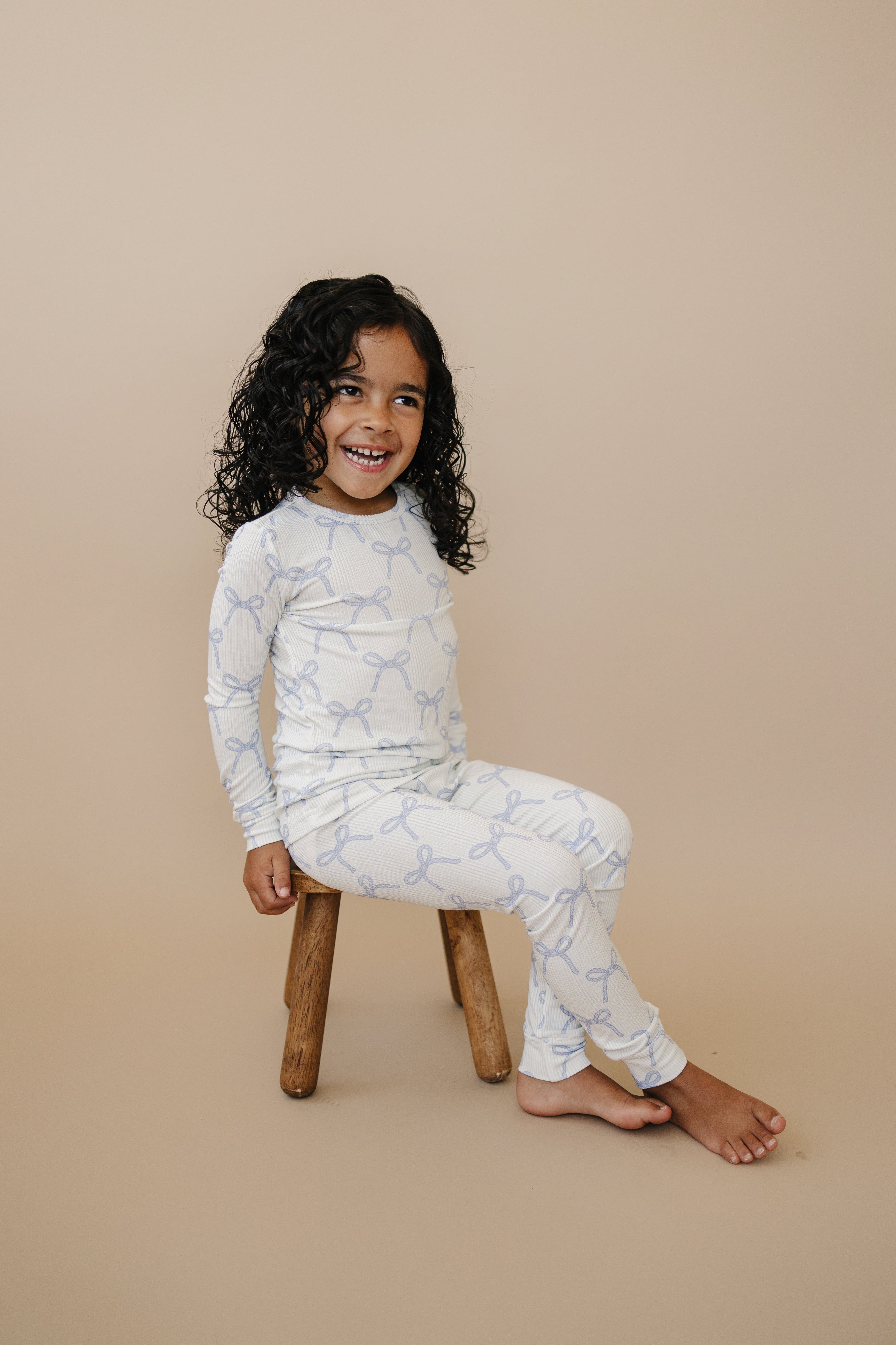 Blue Belle 2pc Ribbed Bamboo Pajamas Girls