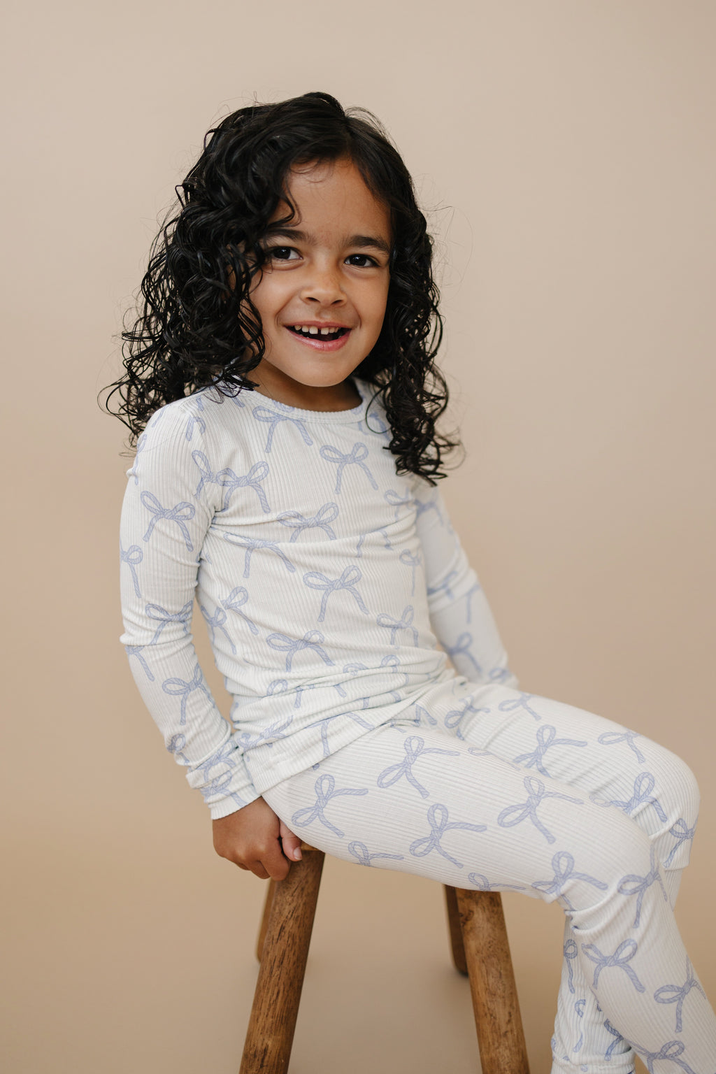 Blue Belle 2pc Ribbed Bamboo Pajamas Girls
