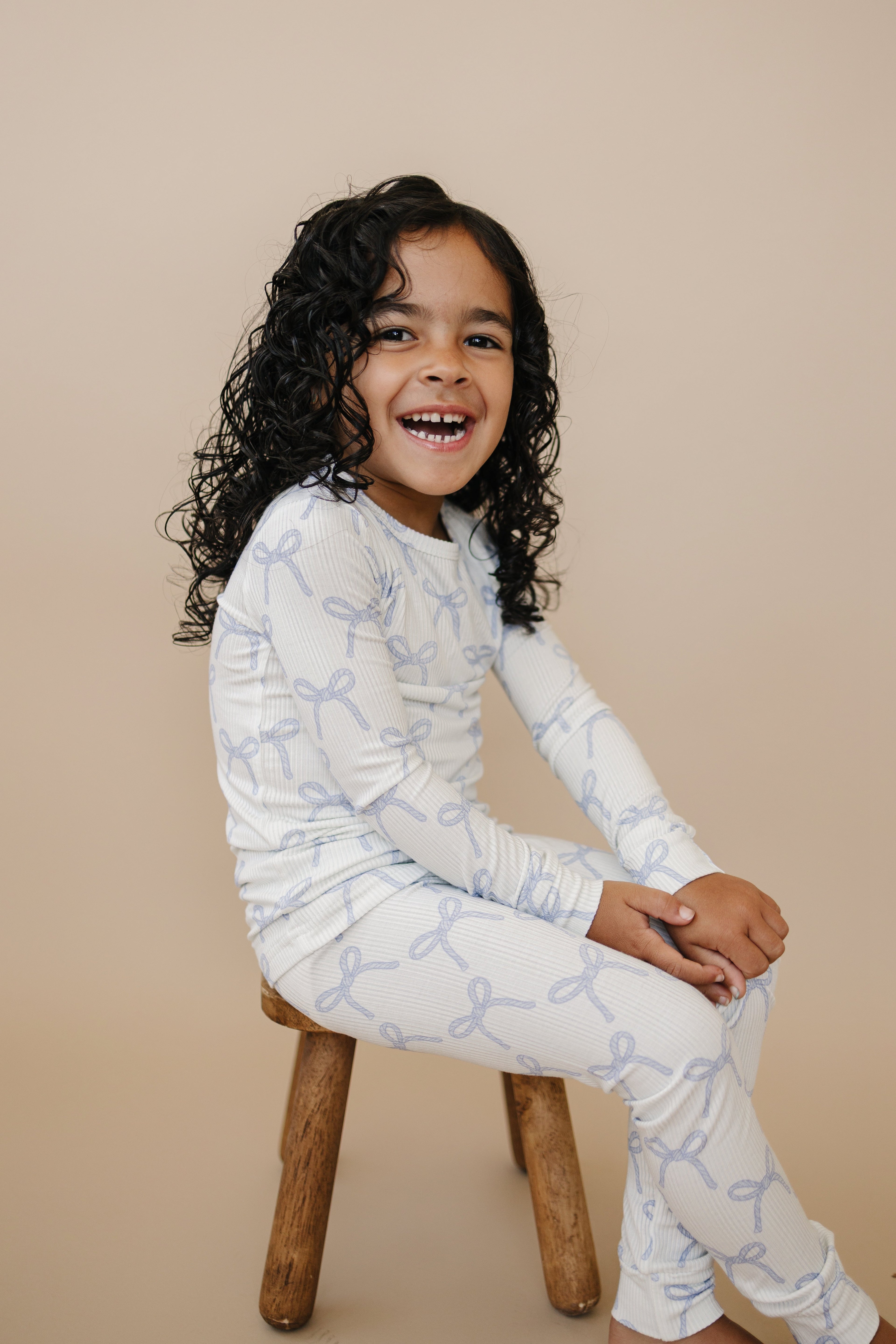 Blue Belle 2pc Ribbed Bamboo Pajamas Girls