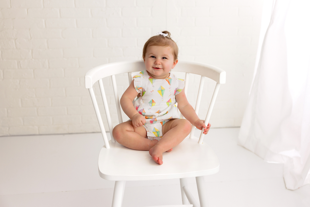 Reach for the Sky Organic Muslin Bubble Romper - Girls