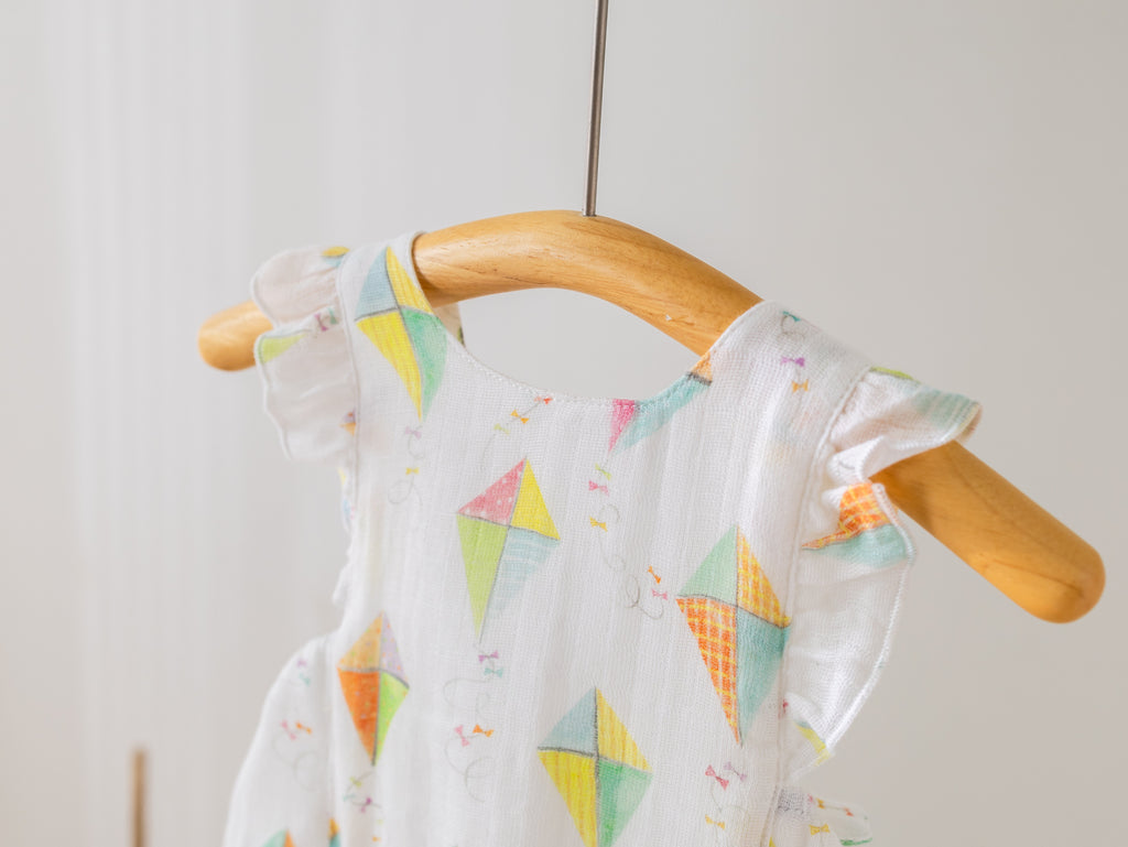 Reach for the Sky Organic Muslin Bubble Romper - Girls