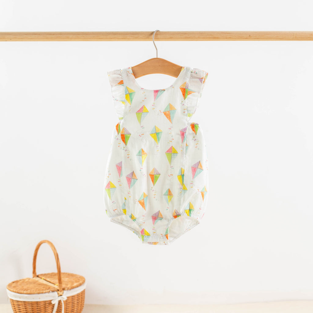 Reach for the Sky Organic Muslin Bubble Romper - Girls
