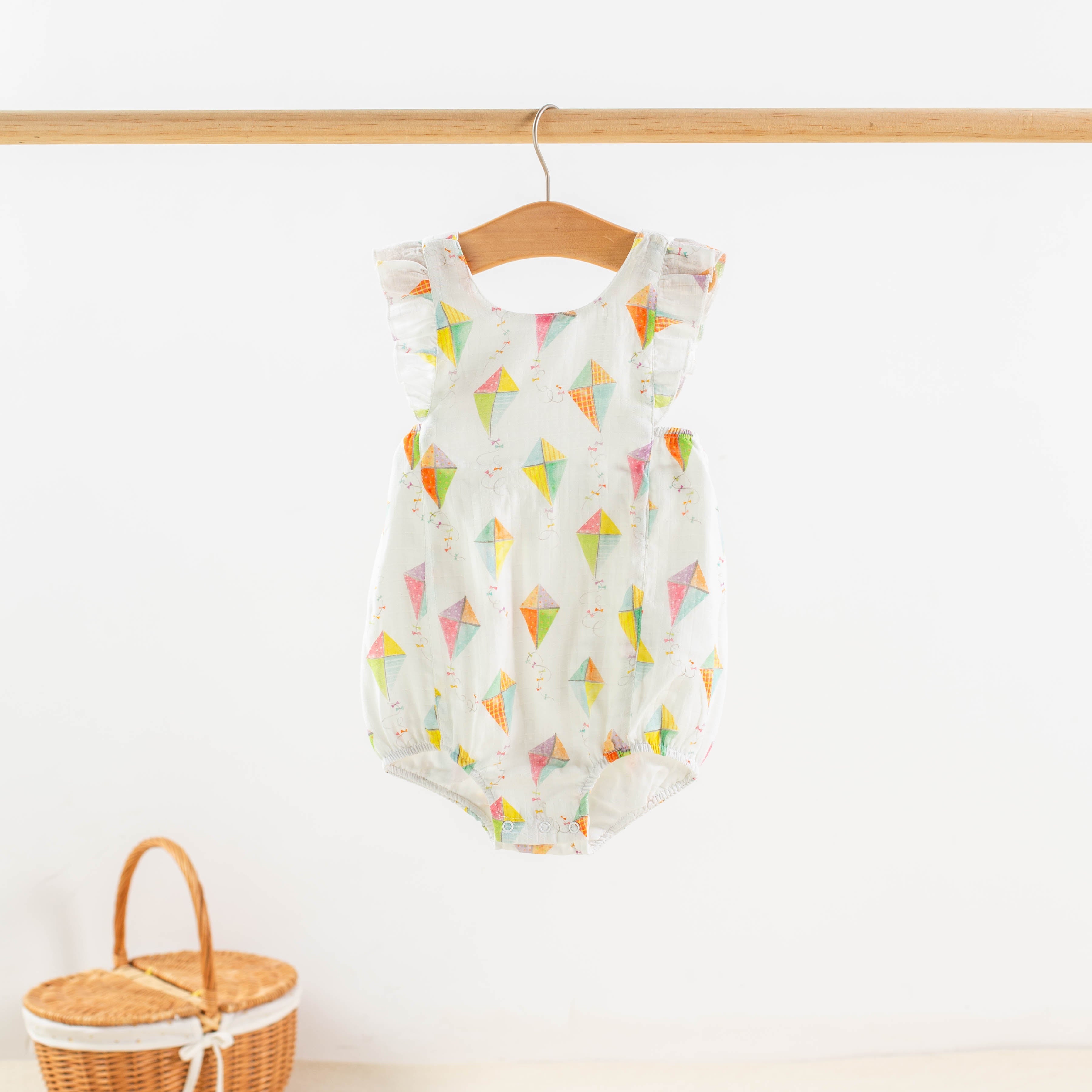 Reach for the Sky Organic Muslin Bubble Romper - Girls