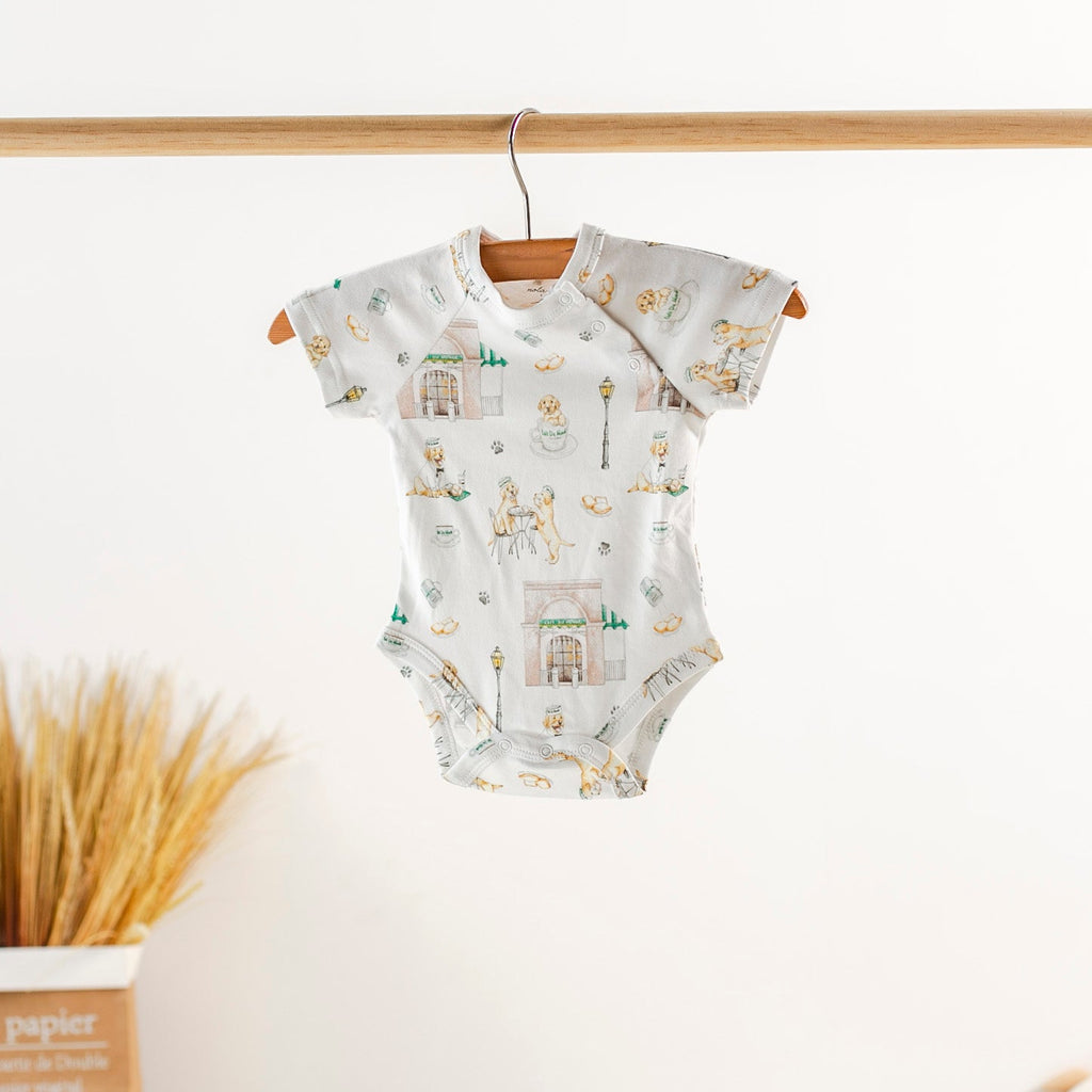 Powdered Sugar and Puppies Organic Cotton Baby Onesie Boys Girls