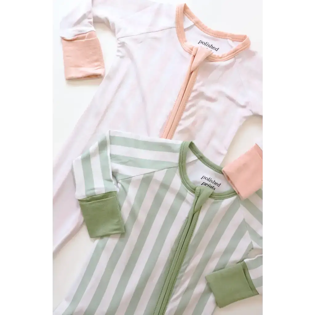 Pink Striped Bamboo Baby Sleeper Girls